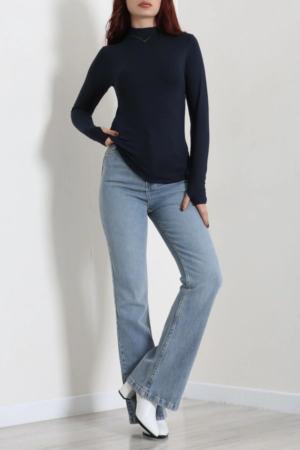 Kadın Koyu Lacivert Parmak Geçmeli Basic Body 6
