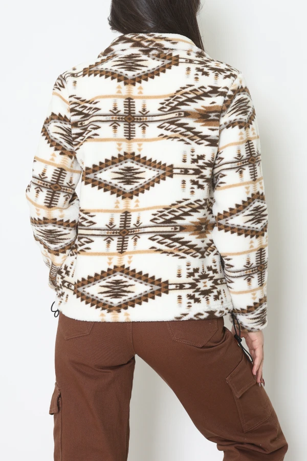 Yarım Fermuarlı Peluş Sweat Ekruetnik 7
