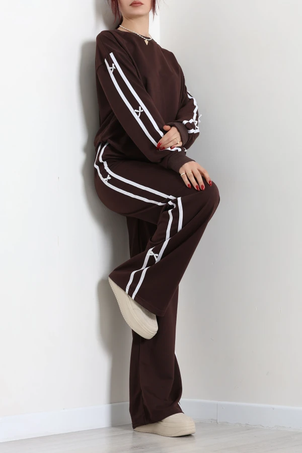 Kadın Kahve 2 İplik Regular Fit Eşofman Takımı 6