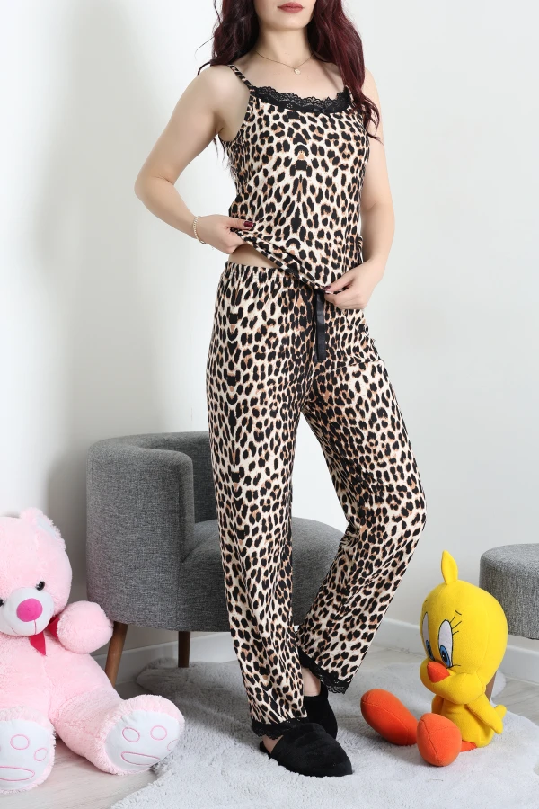Süet 3'Lü Pijama Set Leopar 4