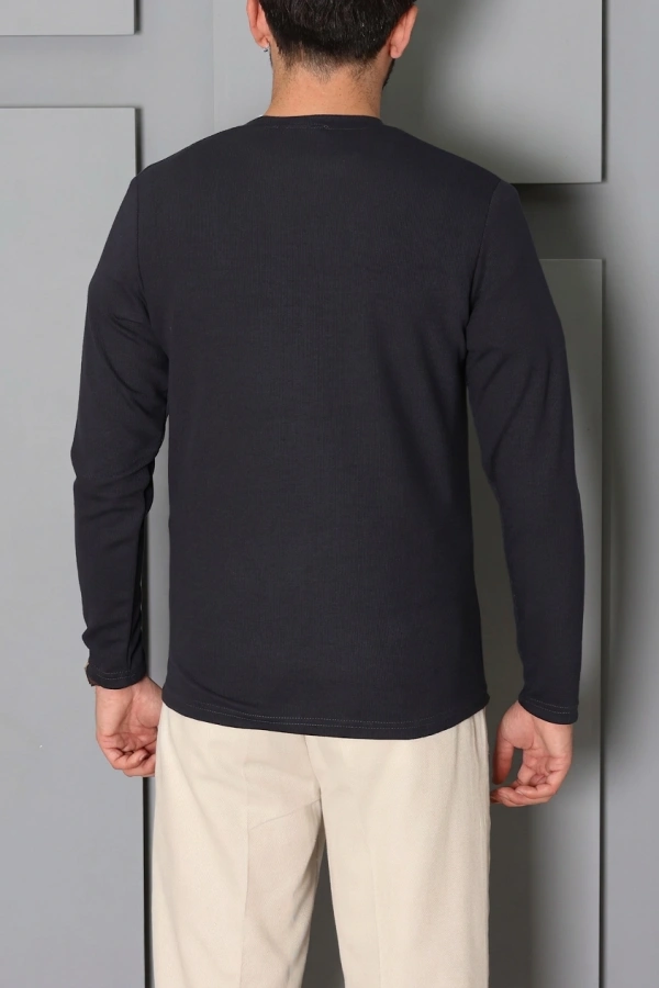 Fitilli Modal Henley Sweatshirt  Füme 7