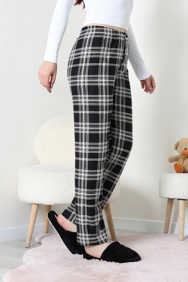 Desenli Süet Pijama Altı Siyahbeyaz 3
