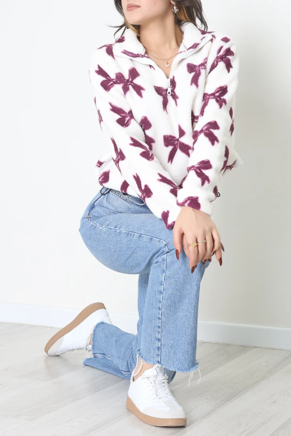 Yarım Fermuarlı Peluş Sweat Ekrumor 6