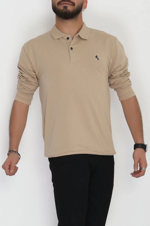 2 İplik Likralı Polo Yaka Erkek Sweat Sütlükahve 6