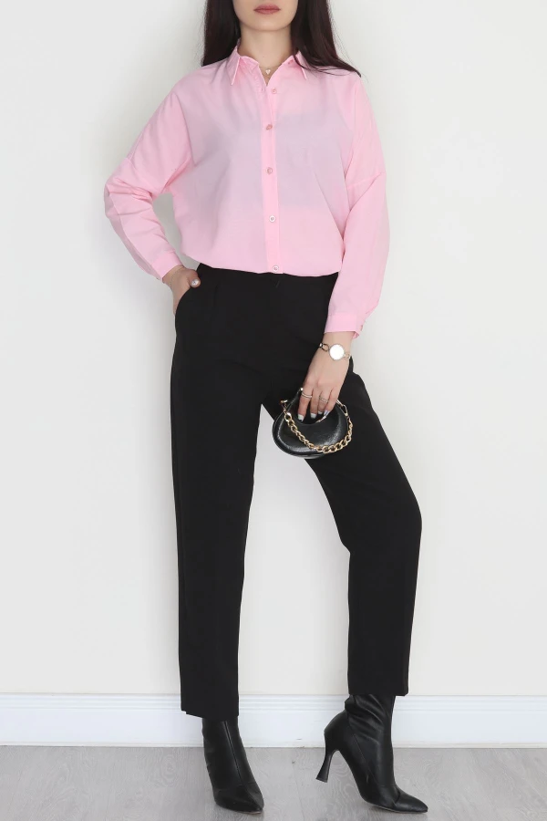Terikoton Oversize Gömlek Pembe 6