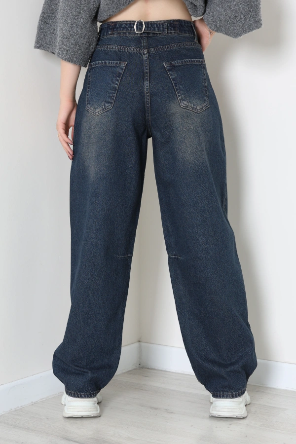 Kadın Kahverengi Baggy Fit Yüksek Bel Kot Pantolon 9