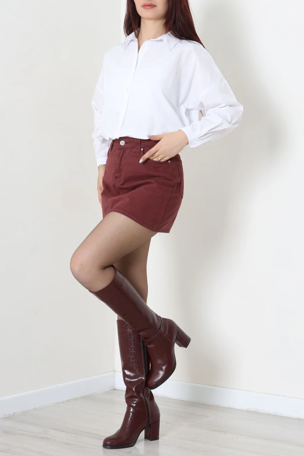 Düşük Omuz Oversize Poplin Gömlek Beyaz 2