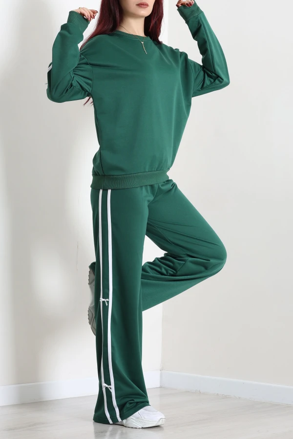 Kadın Zümrüt Yeşili 2 İplik Regular Fit Eşofman Takımı 5