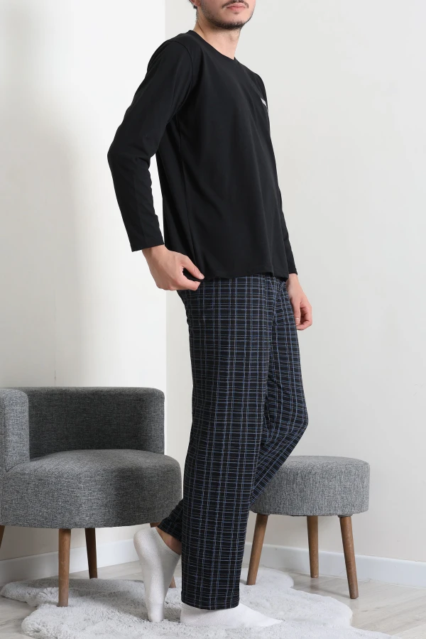 Süprem Ekose Erkek Pijama Takımı Siyah 6