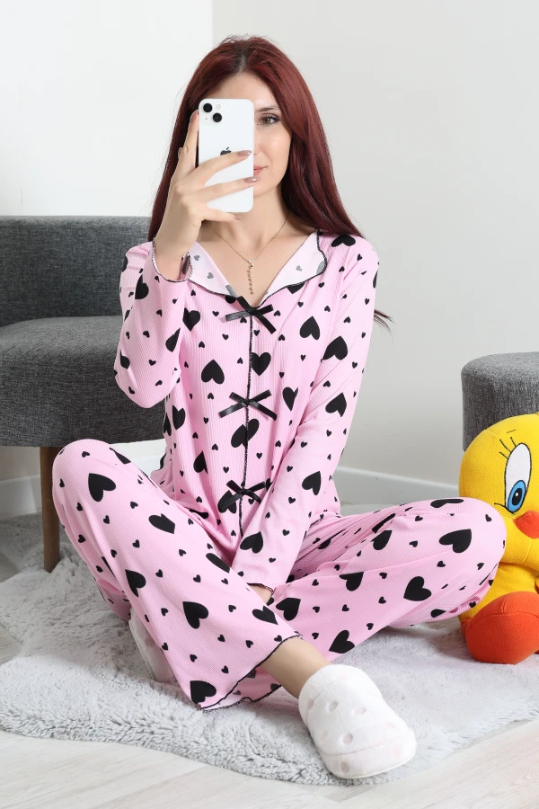 Kaşkorse Pijama Takımı Pembedesenli 7