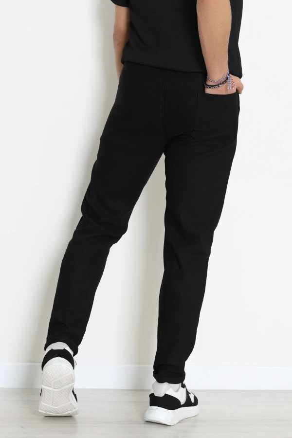 Erkek Siyah Beli Lastikli Jogger Eşofman Altı 5
