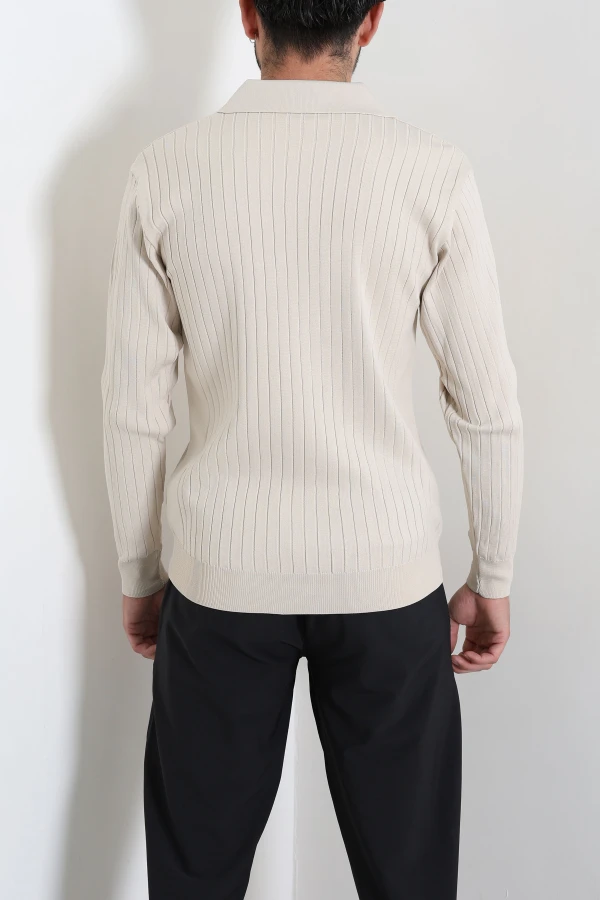 Polo Yaka Erkek Triko Sweat Taş 8