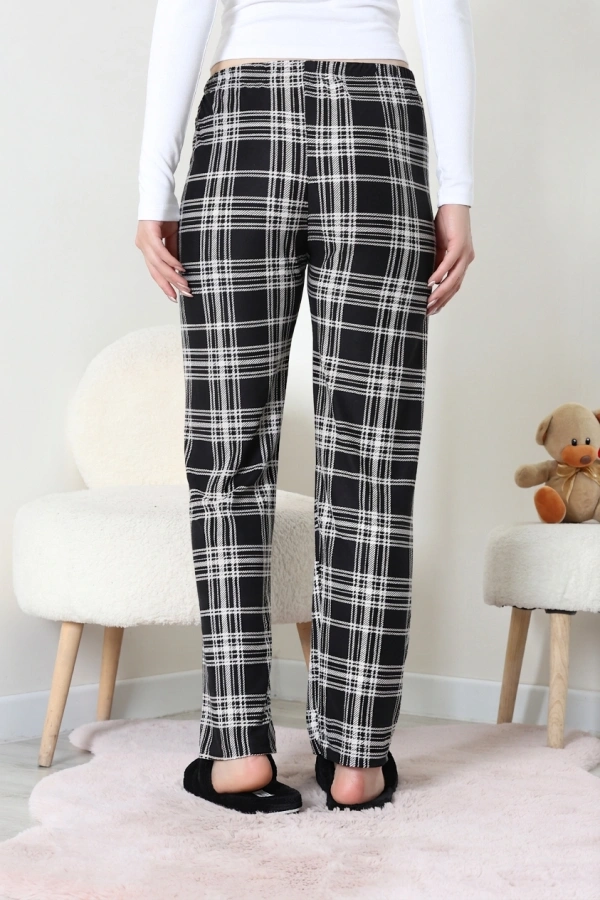 Desenli Süet Pijama Altı Siyahbeyaz 7
