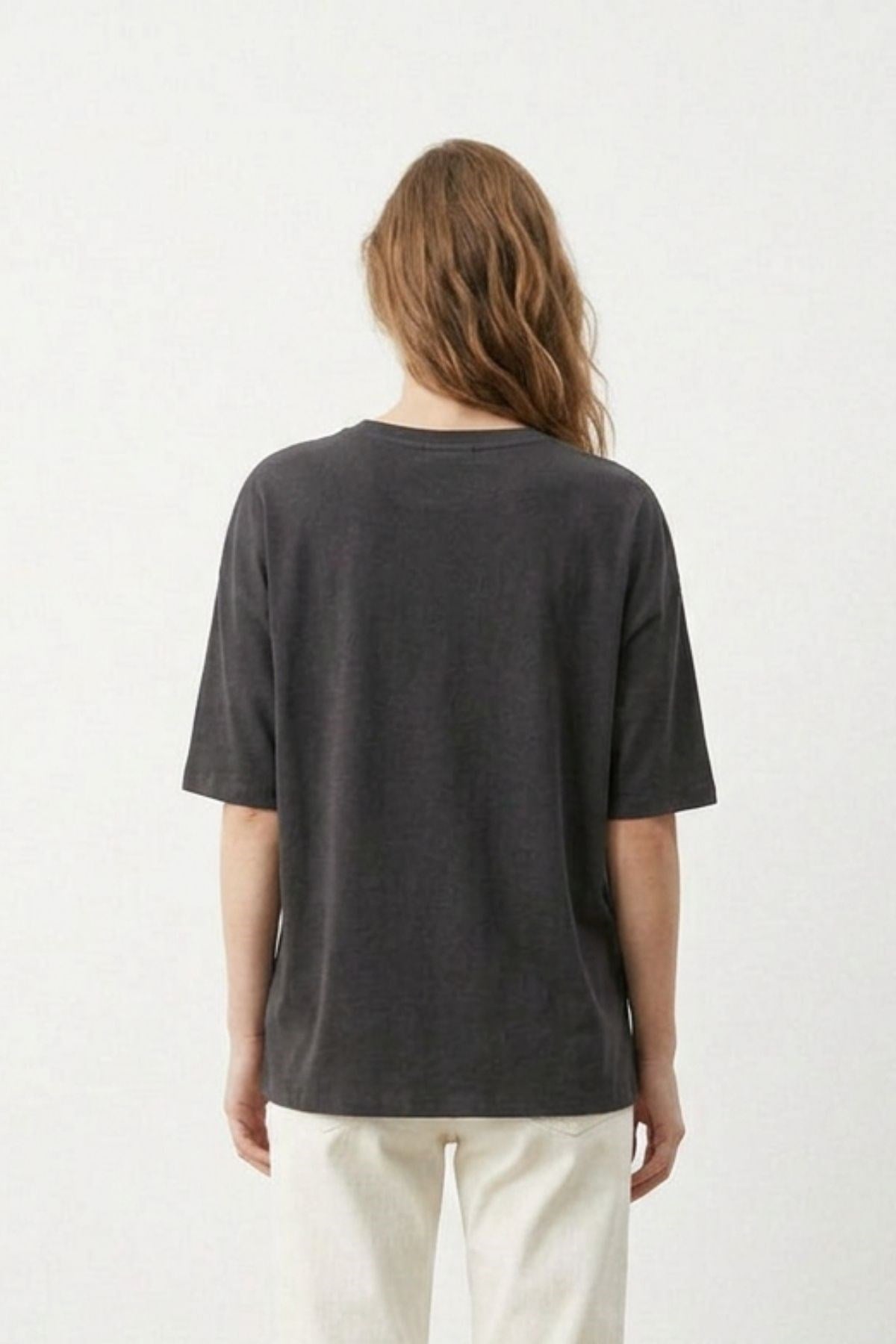 Siyah Bisiklet Yaka Oversize Tişört 3659 3