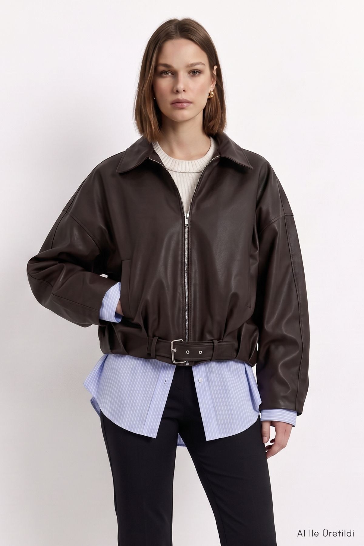 Oversize Deri Ceket 3137 Kahve 5