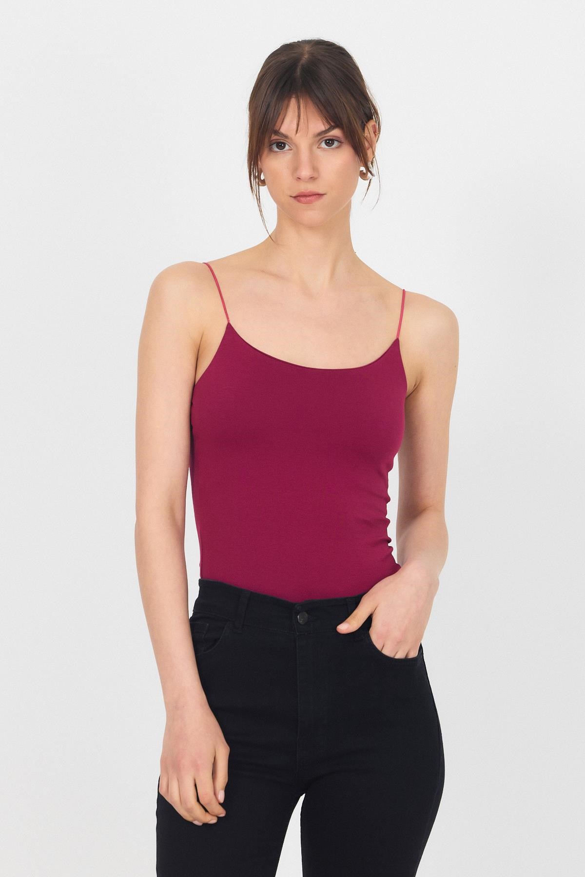 Bordo İnce Askılı Basic Atlet 848