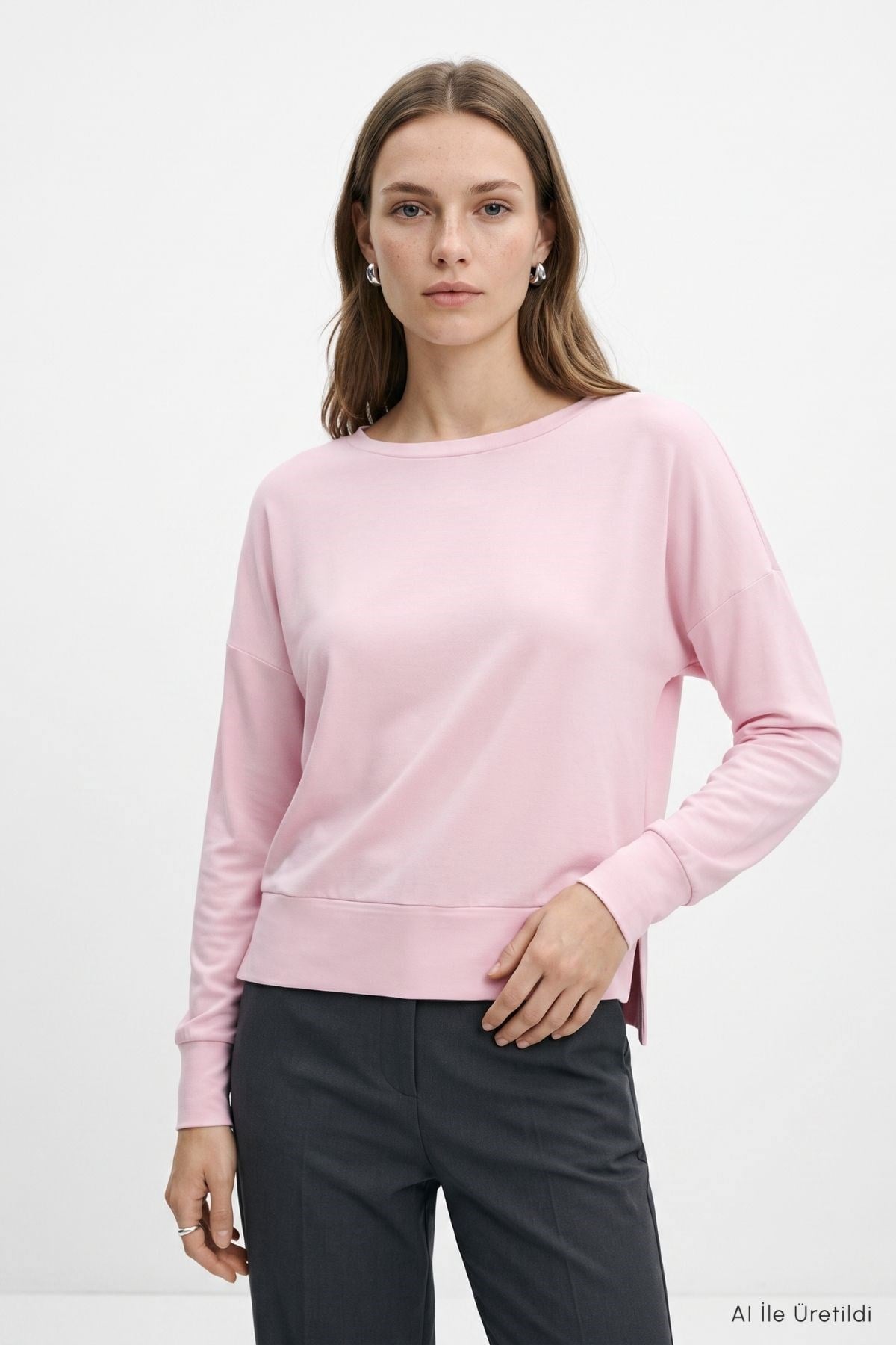 Bisiklet Yaka Sweat 8307A Pembe 2