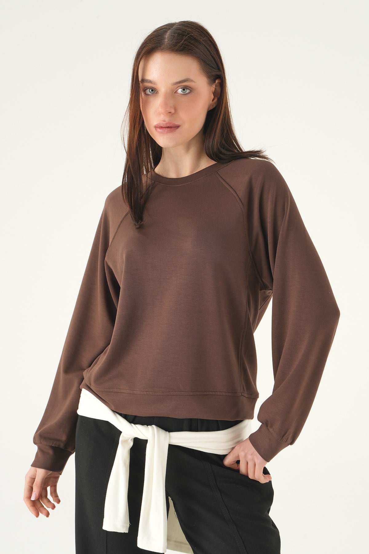 Kahve Bisiklet Yaka Sweat 8277A 6