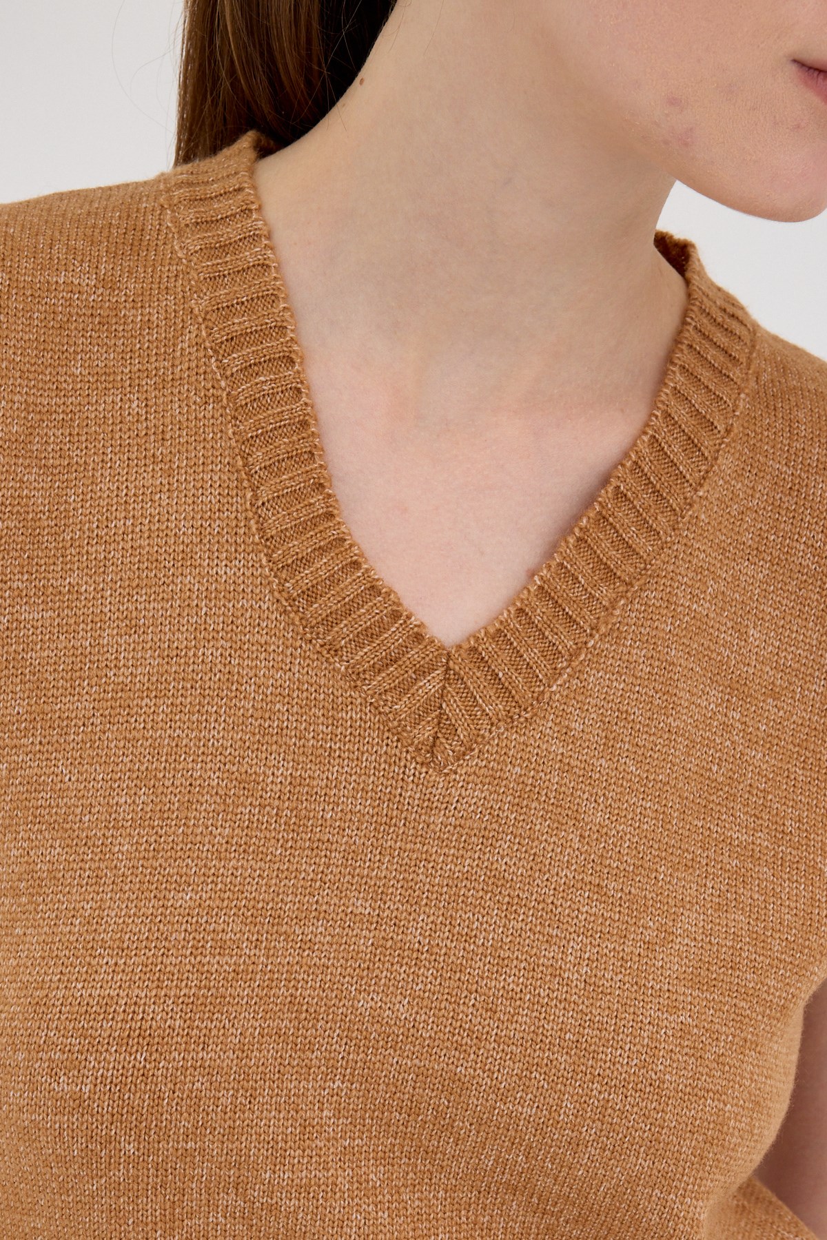 Taba Oversize V Yaka Kadın Süveter 2292 4