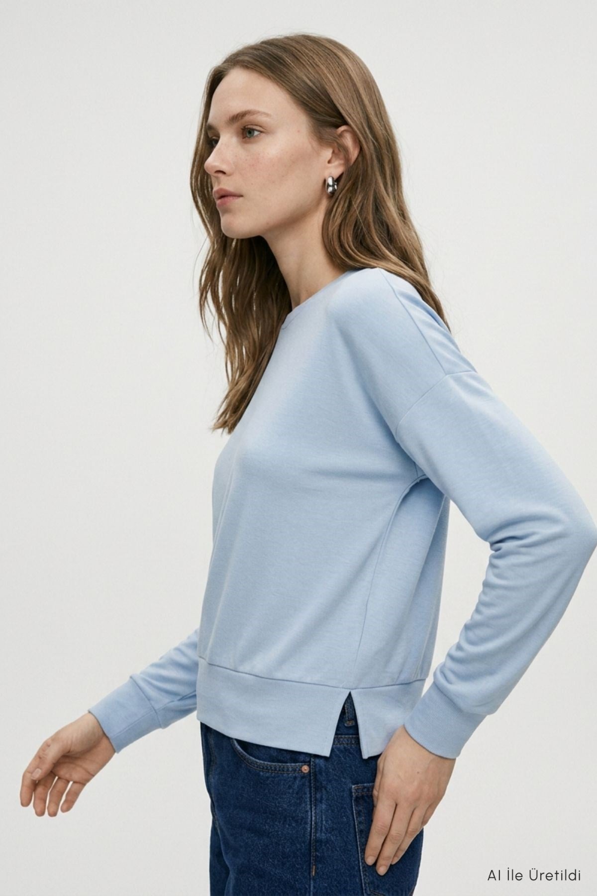 Bisiklet Yaka Sweat 8307A Mavi 2