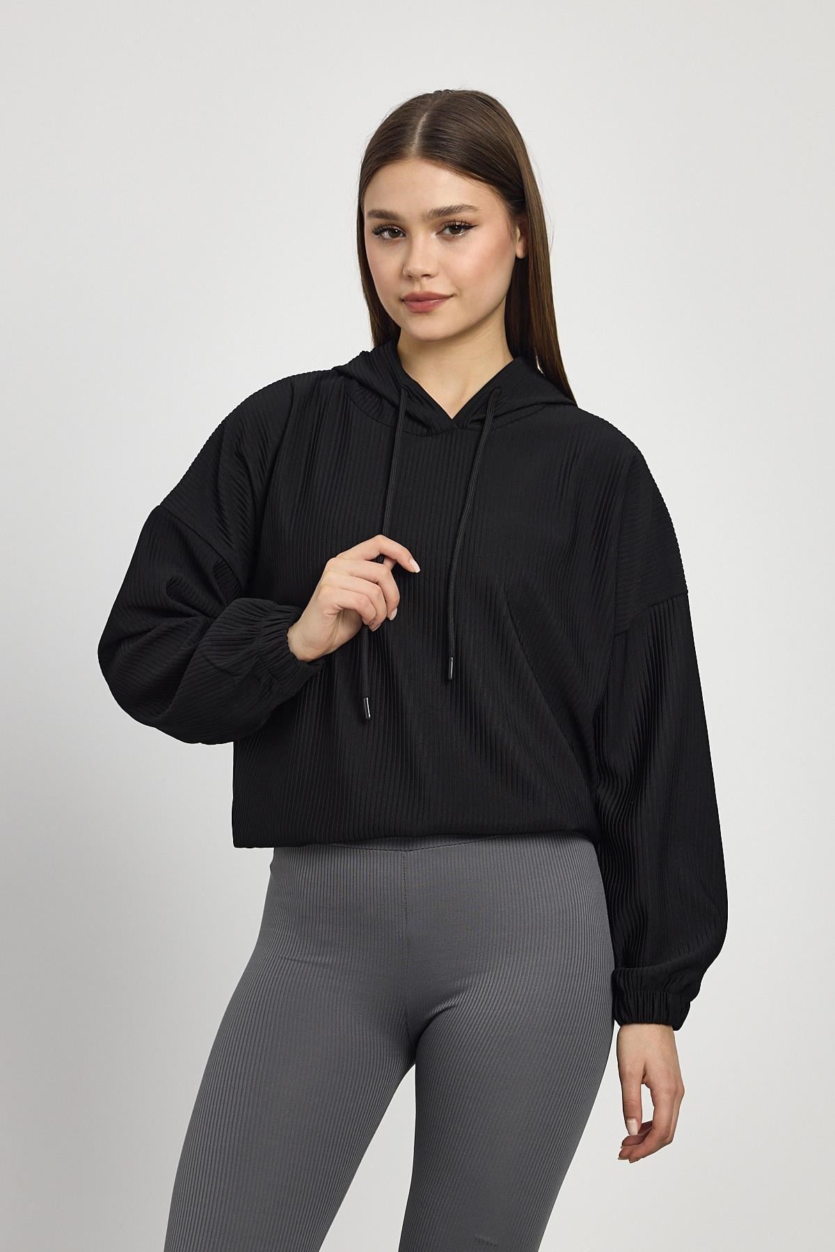 Bel Bağcık Detay Sweat 1054 Siyah