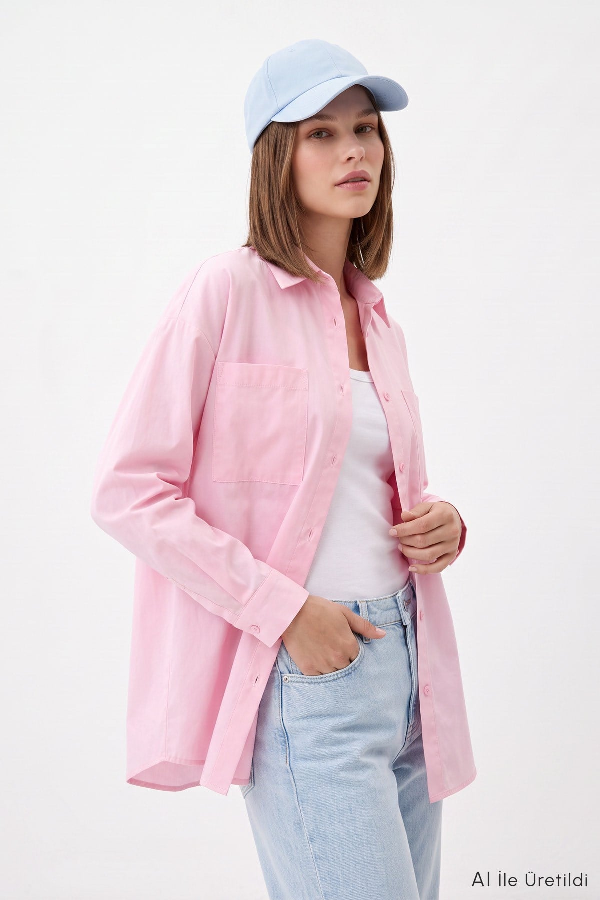 Önü Düğmeli Gömlek TCR-6256A Pembe