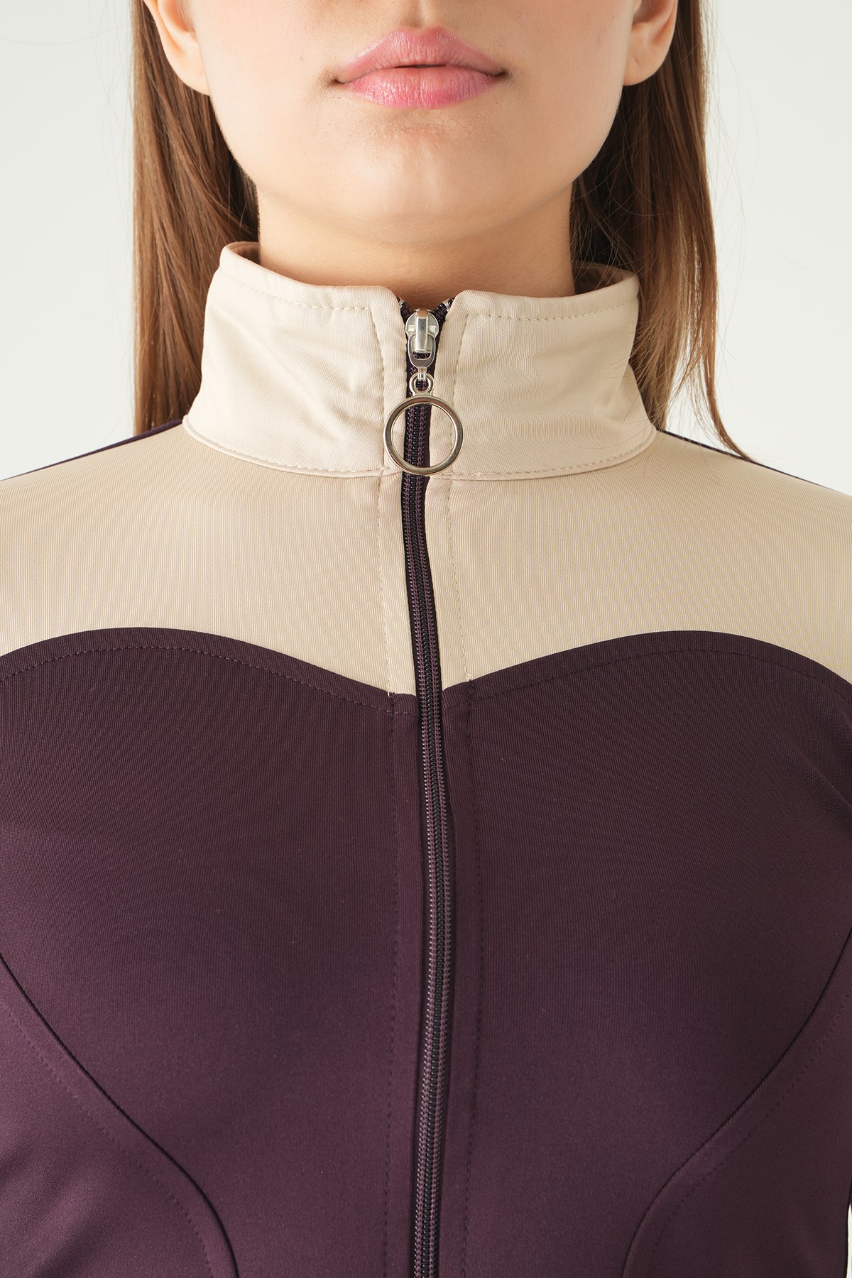 Ön Şeritli Fermuarlı Sweat 8325A Mürdüm 4