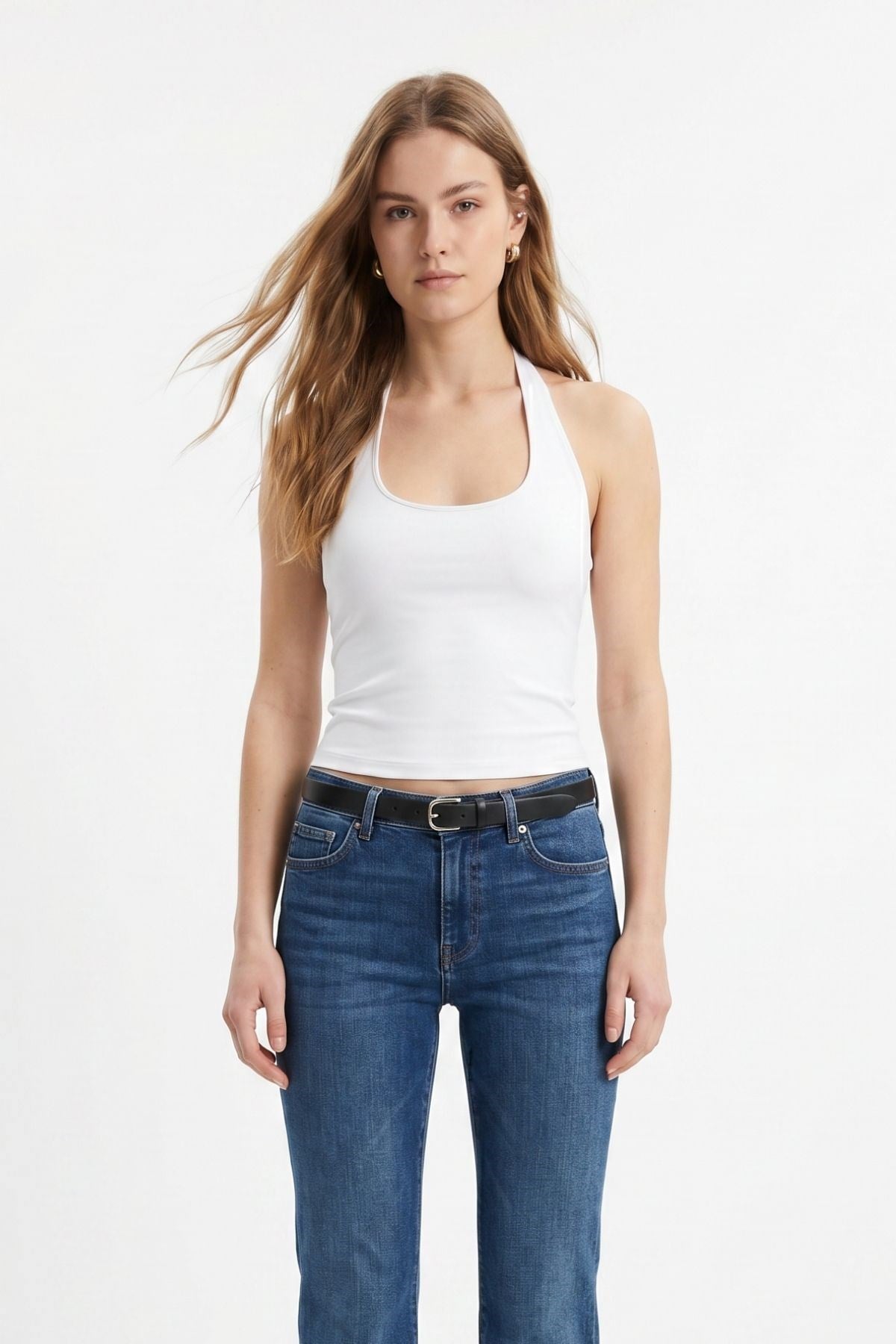 Halter Yaka Bluz 2735 Beyaz 2