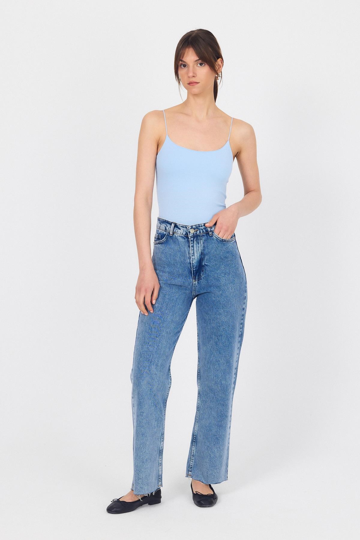 Bebe Mavi İnce Askılı Basic Atlet 848 3