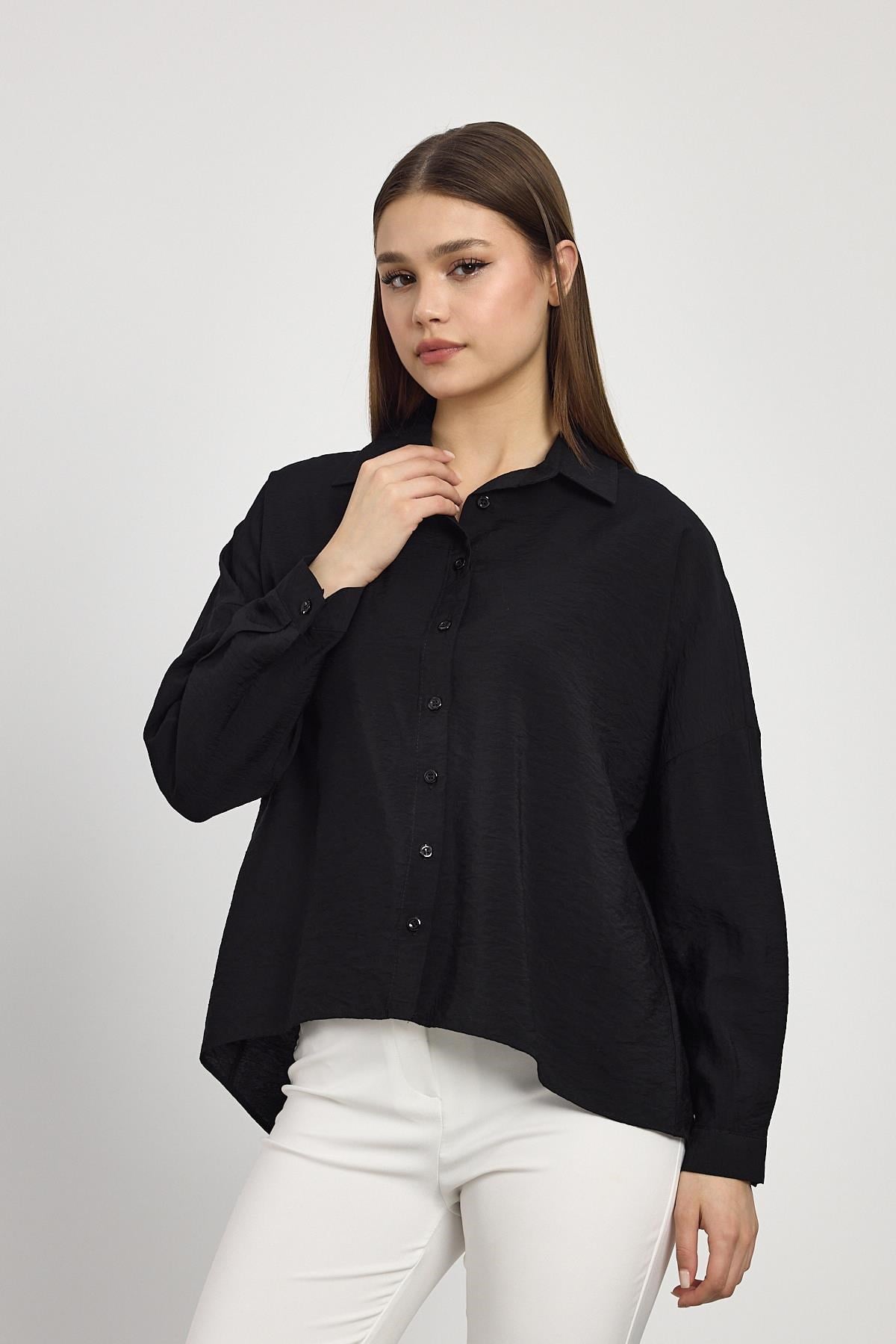Siyah Oversize Klasik Gömlek 4316A 8