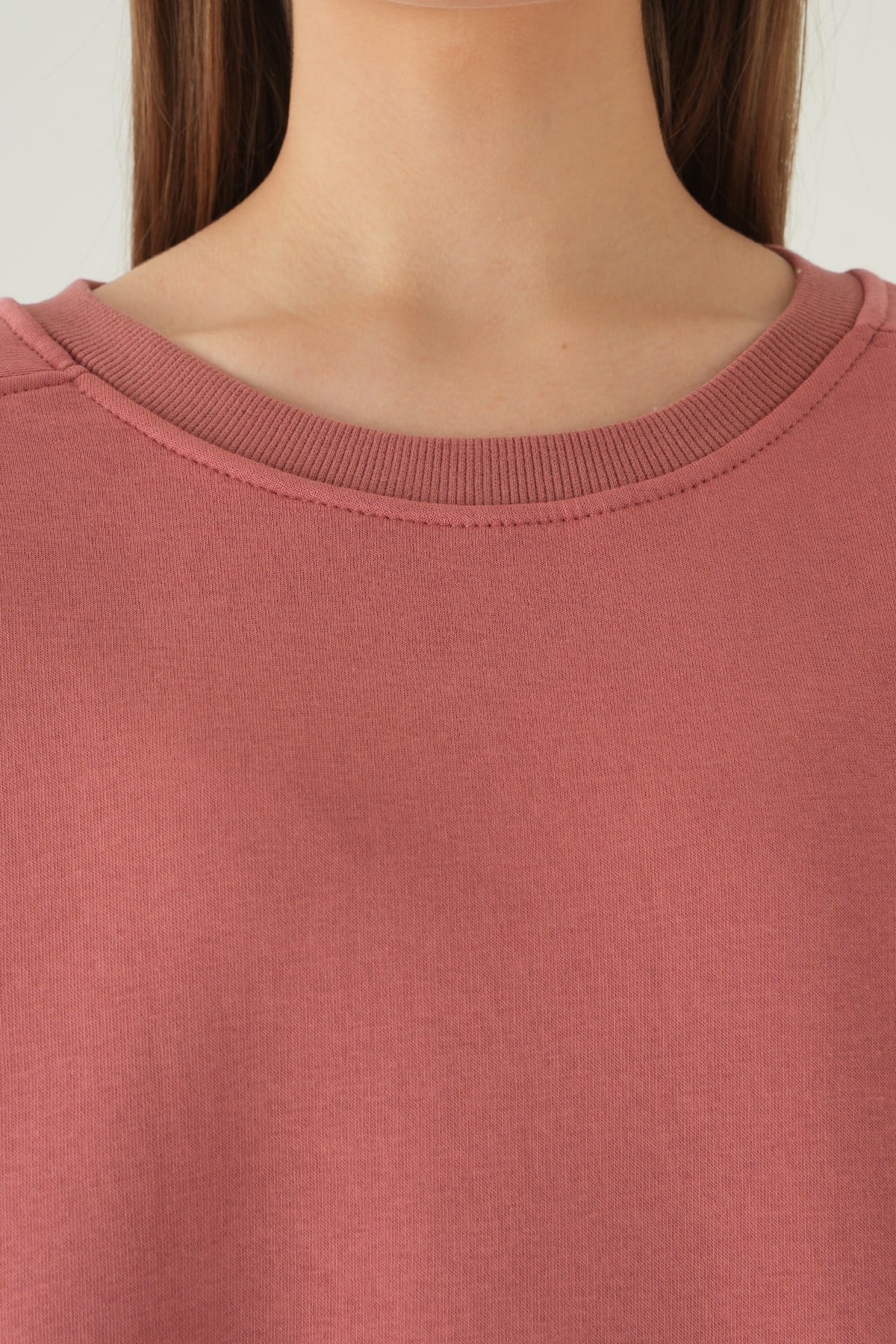 Bisiklet Yaka Sweat 1029 Gül Kurusu 4