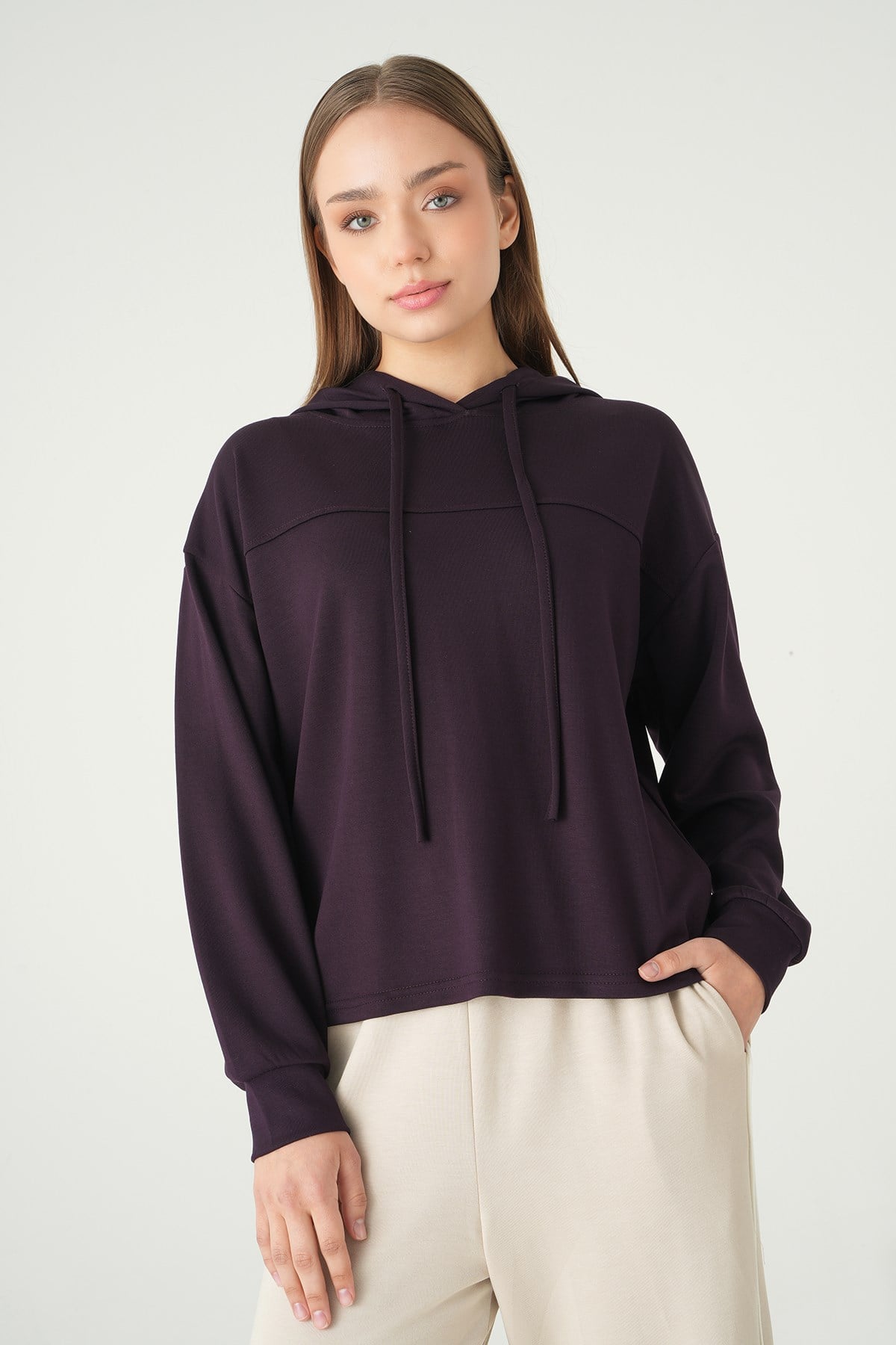 Mürdüm Şerit Detay Sweat 8308A 6