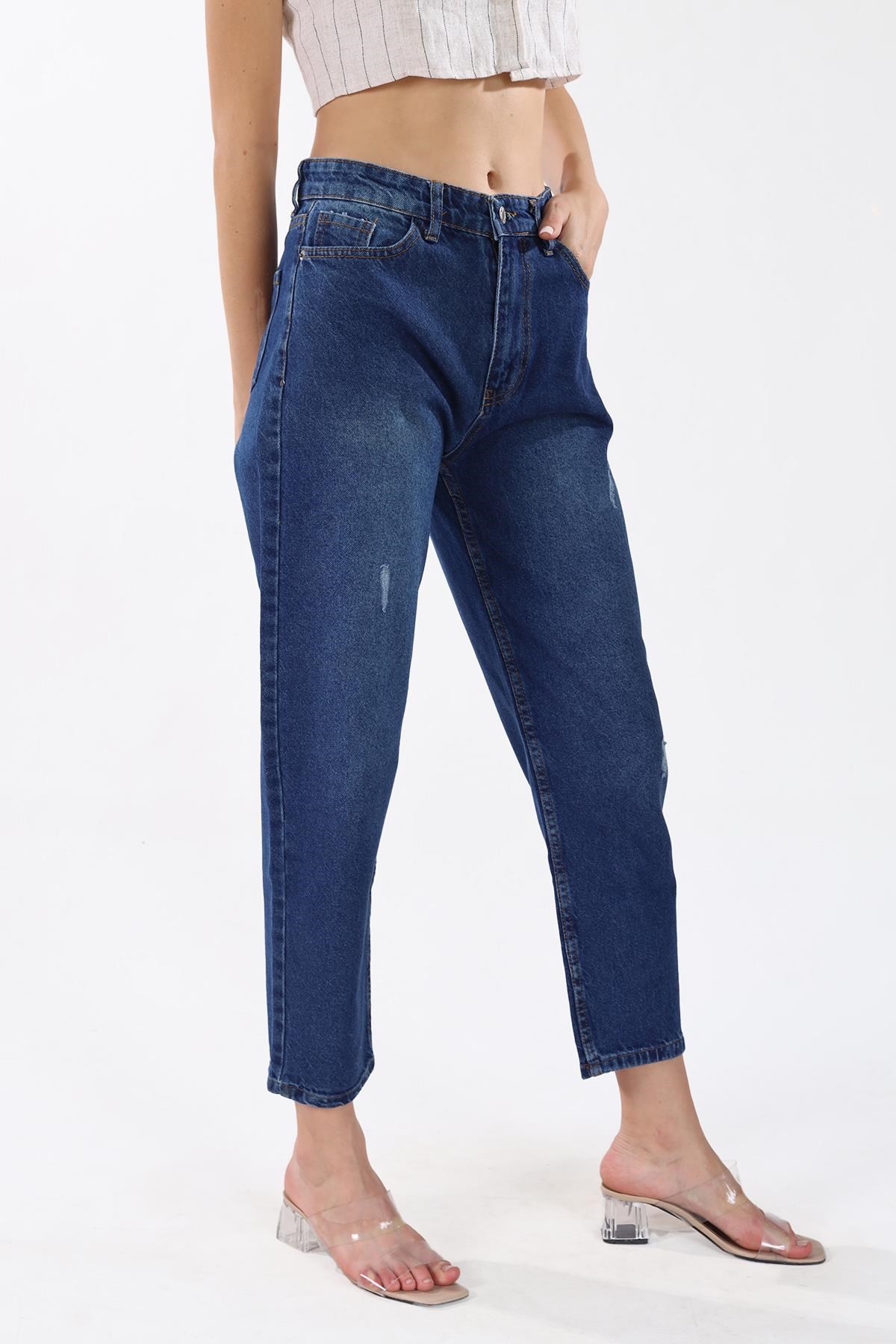 Paça Yırtık Detay Jean 0803 Koyu Mavi