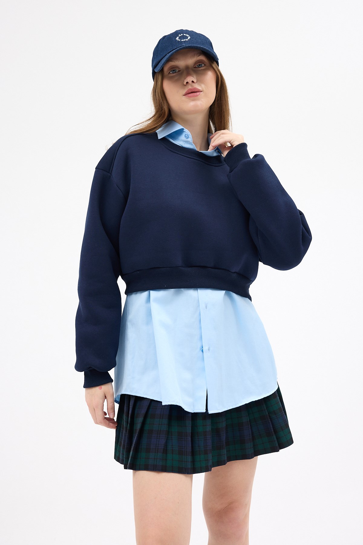 Laci Kadın Crop Bisiklet Yaka Sweatshirt 9210M
