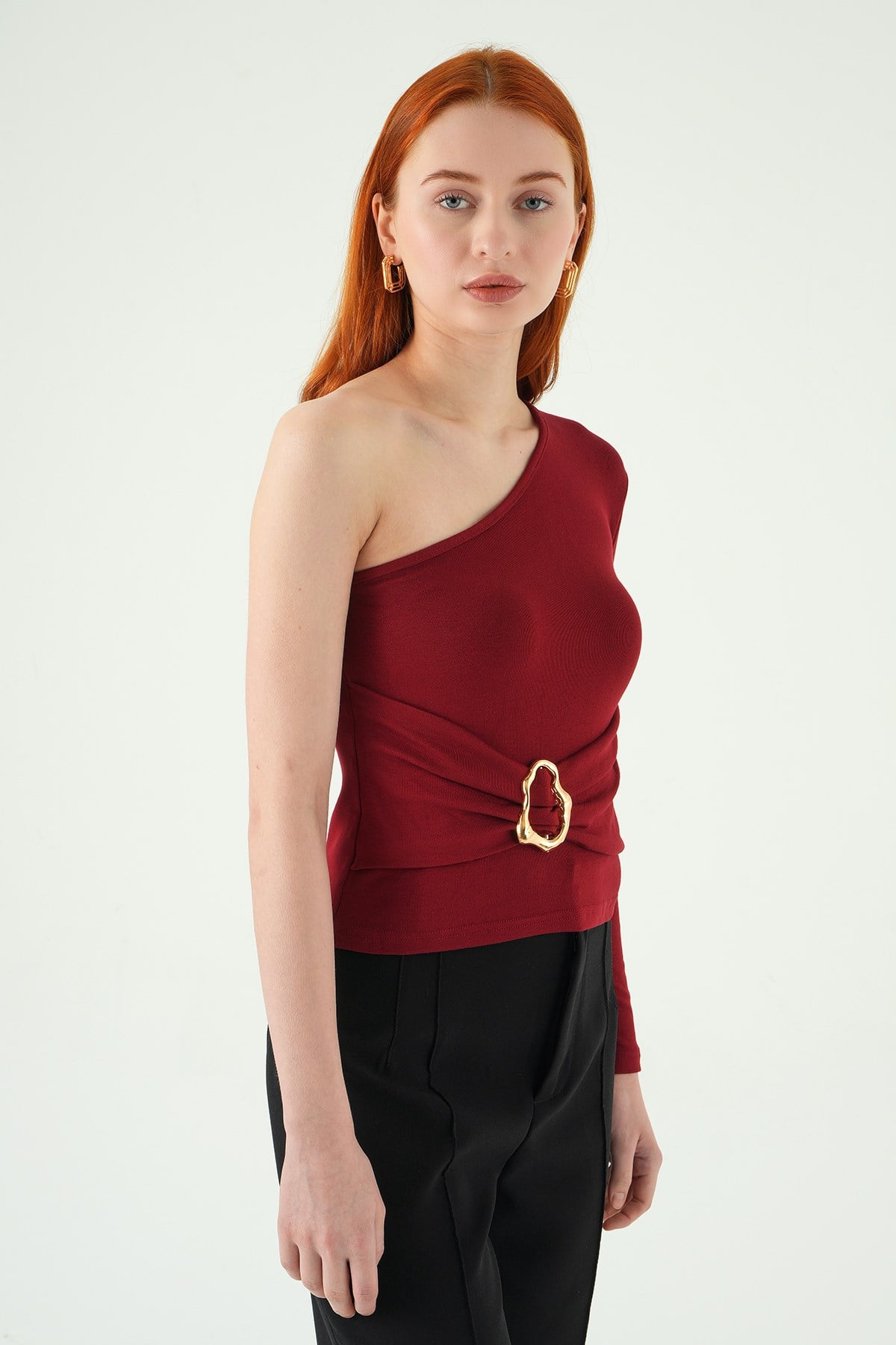 Tek Kol Tokalı Bluz 8261A Bordo 6