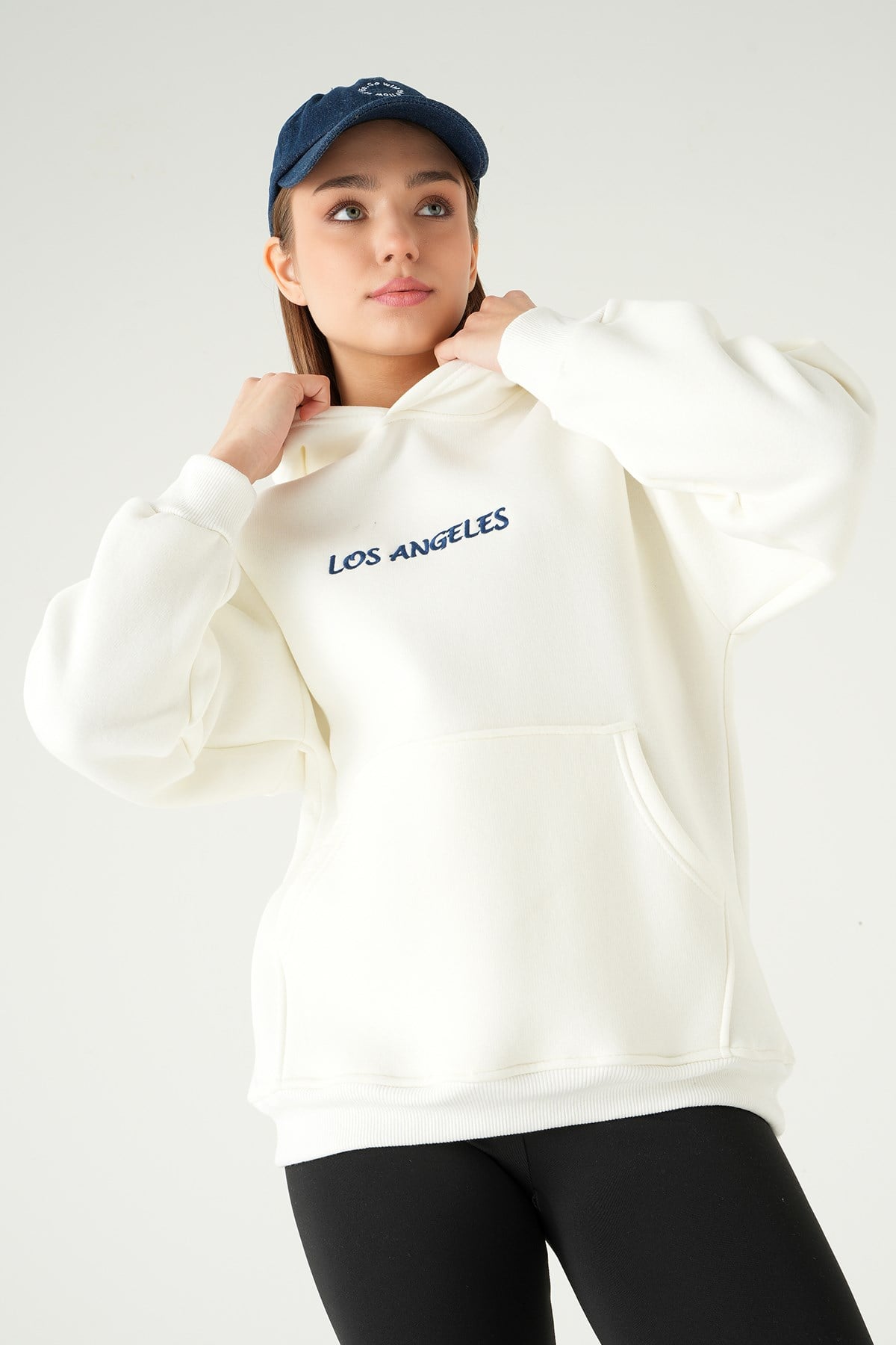 Los Angeles Baskılı Sweat 1042 Krem 2