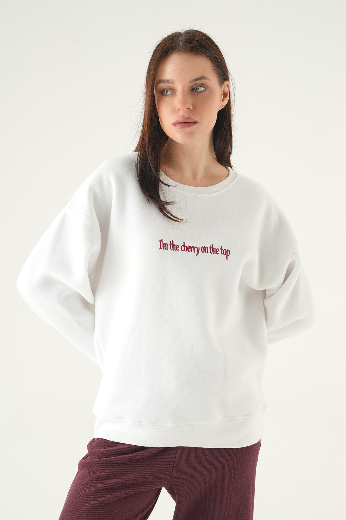 Cherry On Top Baskılı Sweat 1041 Krem 6