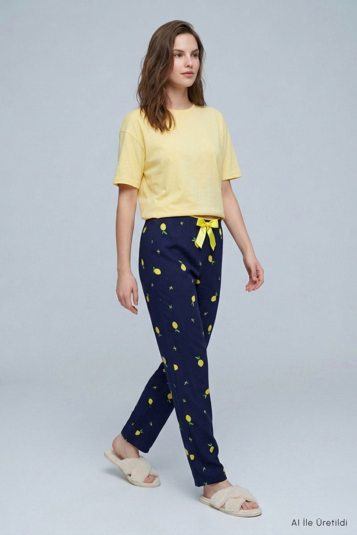 Limon Desen Pijama 4557 Sarı 3