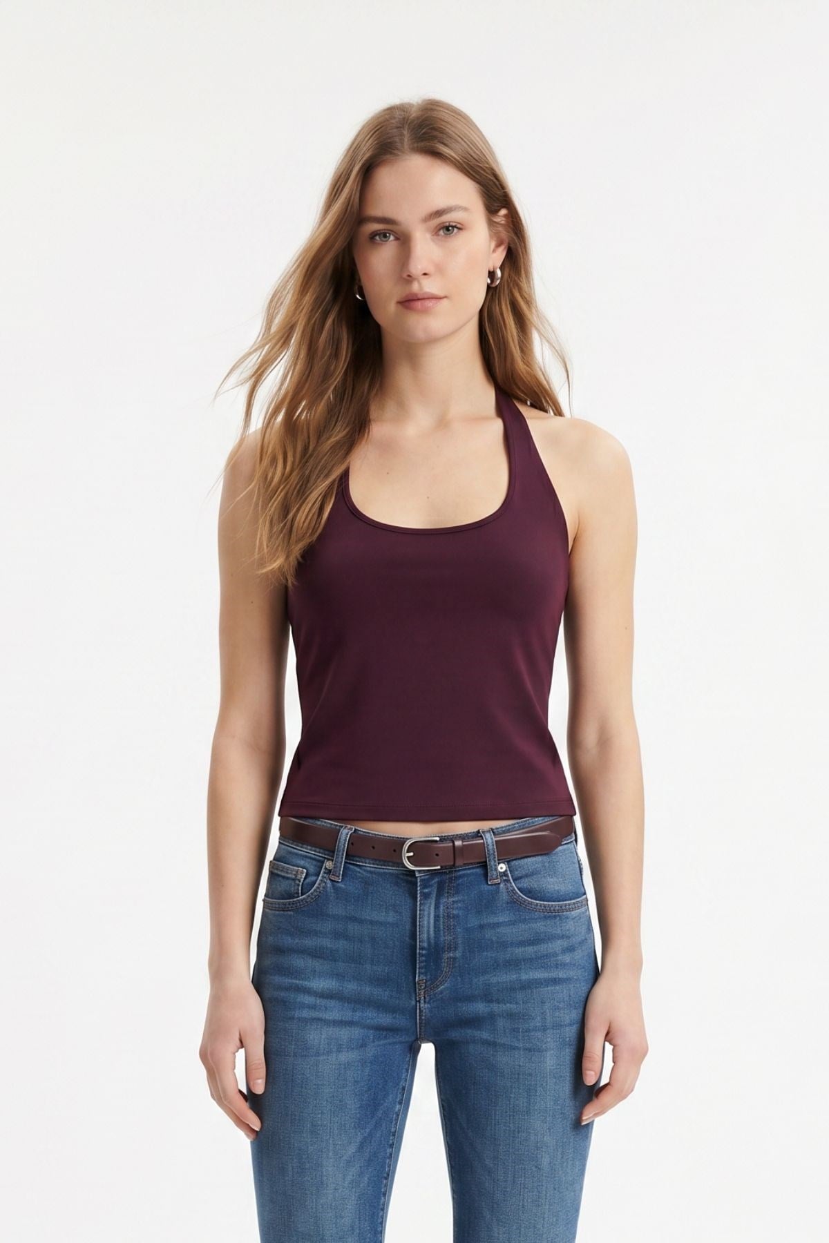 Halter Yaka Bluz 2735 Mürdüm 2