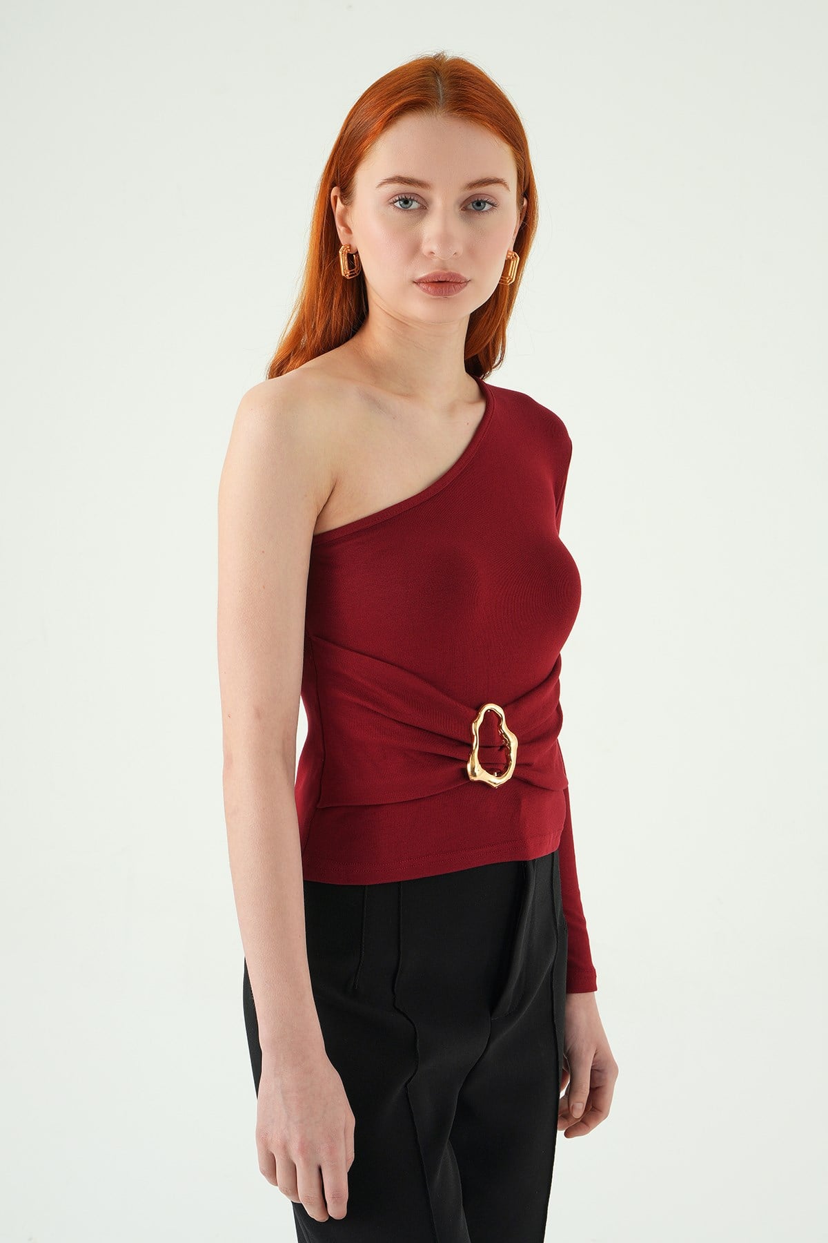 Tek Kol Tokalı Bluz 8261A Bordo 2
