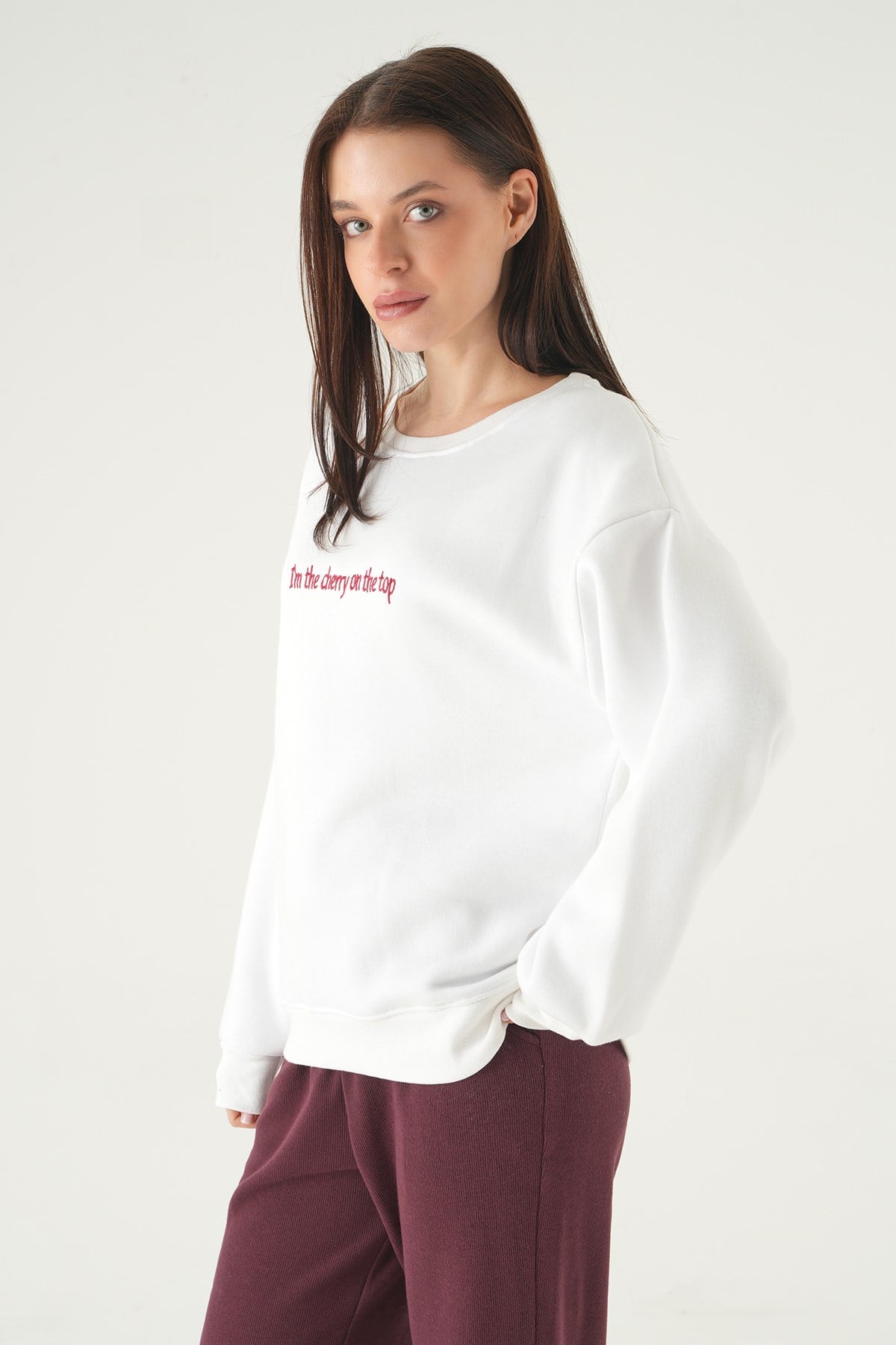 Cherry On Top Baskılı Sweat 1041 Krem 7