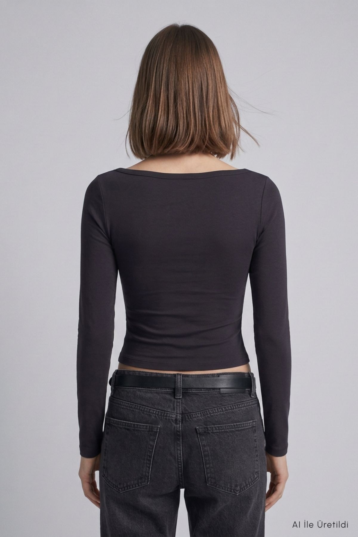 Kayık Yaka Basic Penye Body 744 Siyah 4