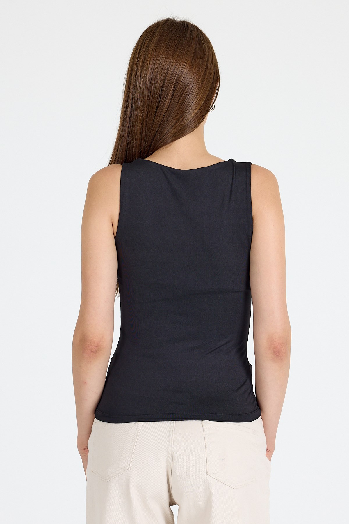 Siyah Slim Fit Kolsuz Basic Atlet 9194M 5