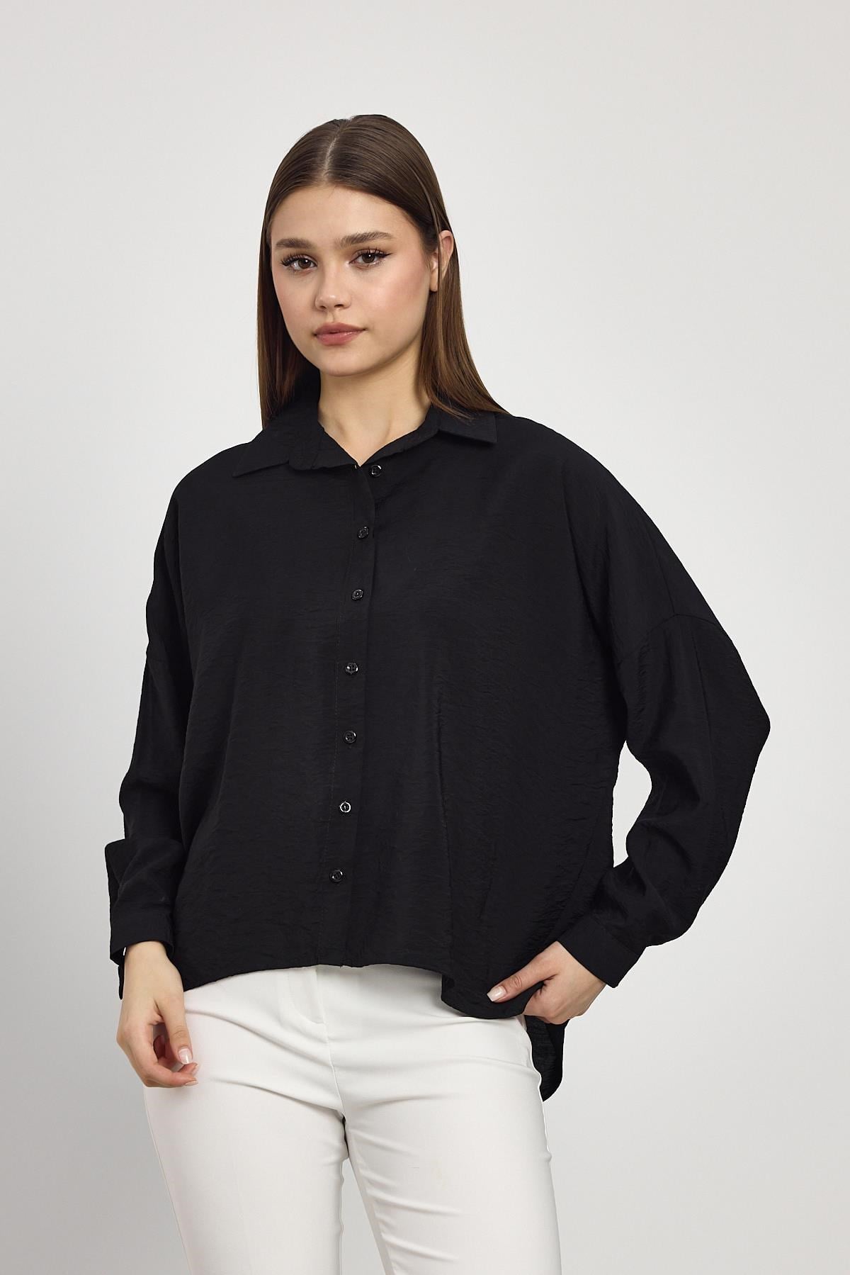 Siyah Oversize Klasik Gömlek 4316A 7