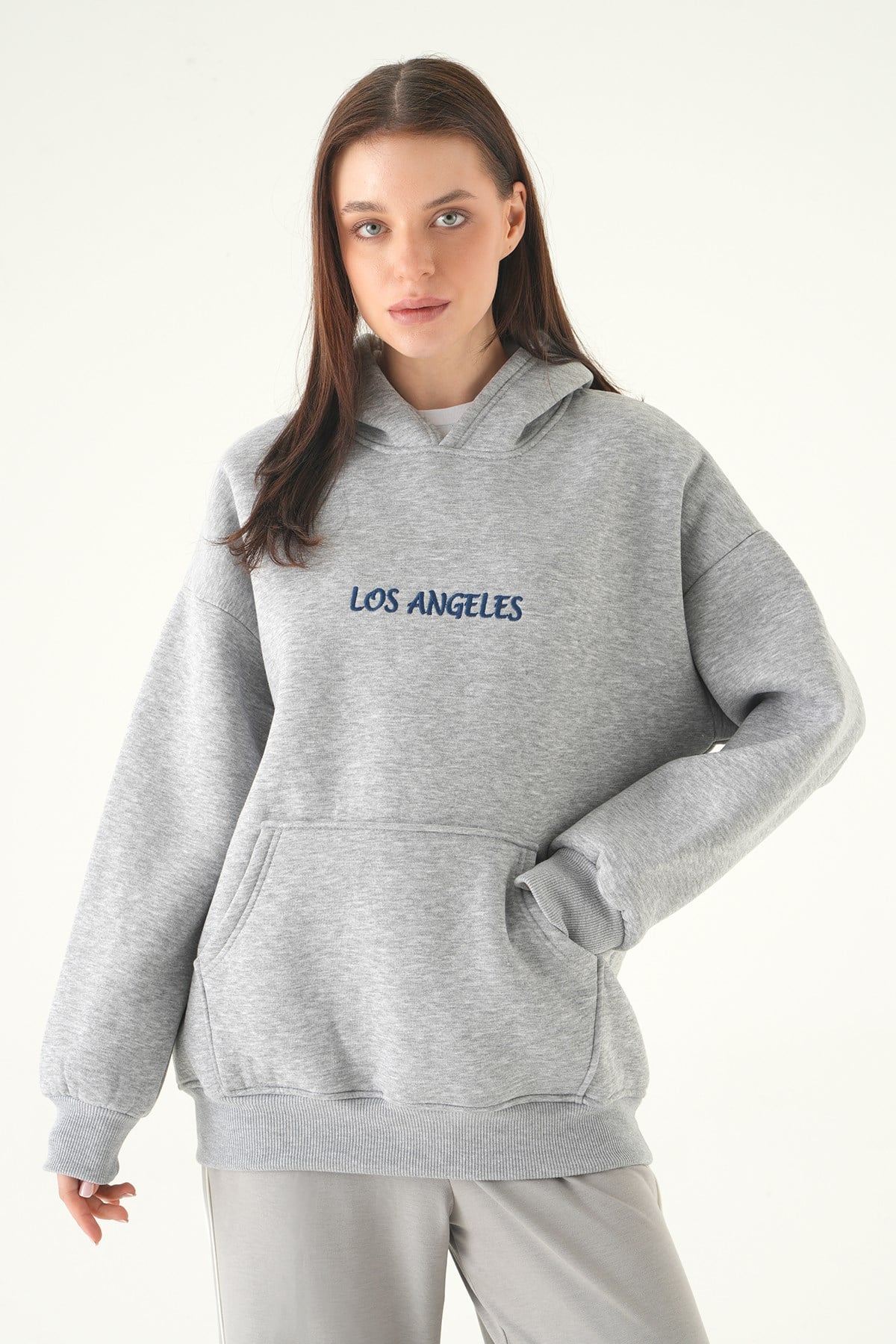 Los Angeles Baskılı Sweat 1042 Gri 6