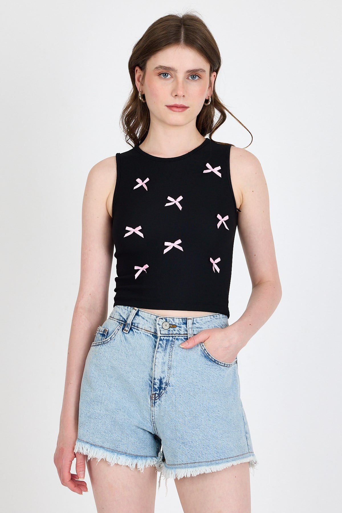 Syah Fiyonk İşlemeli Crop Örme Atlet 0849 2