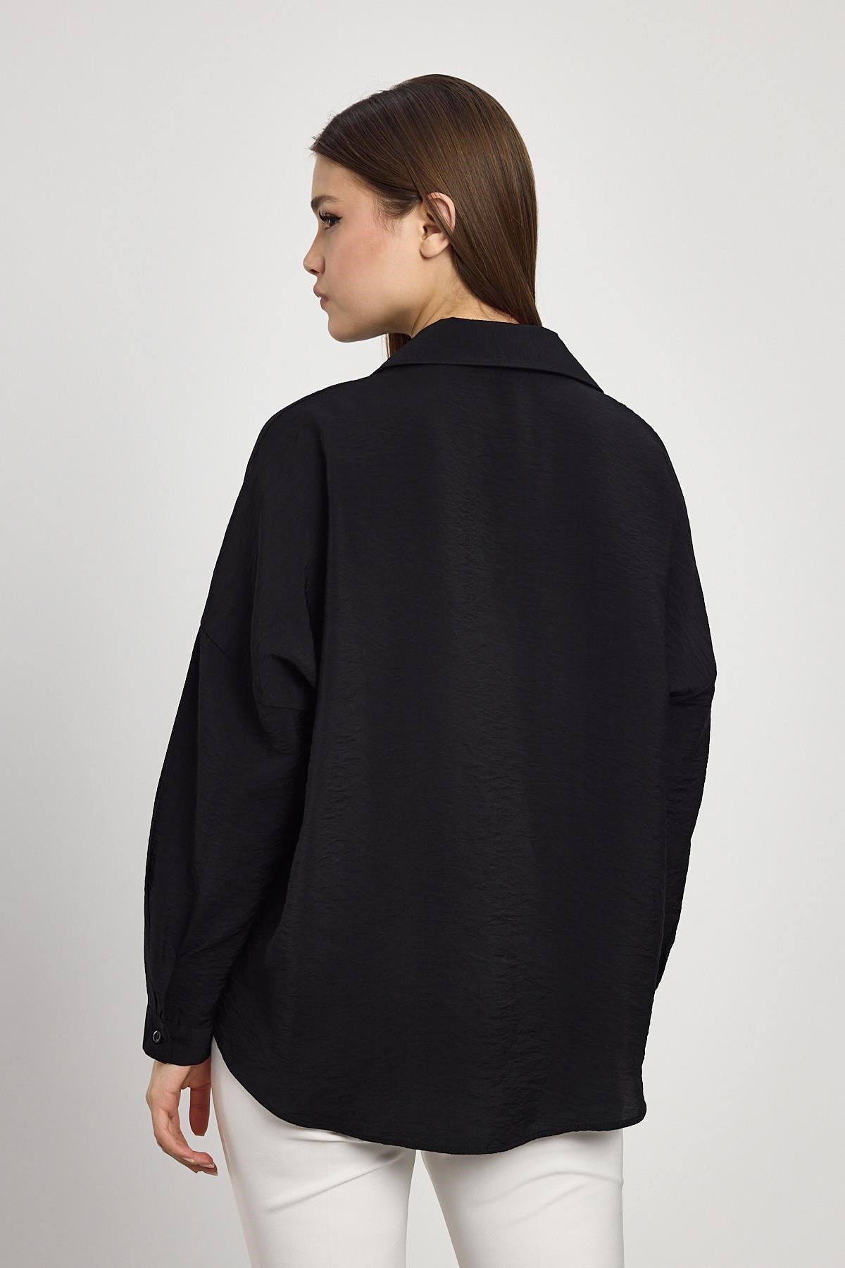 Siyah Oversize Klasik Gömlek 4316A 5