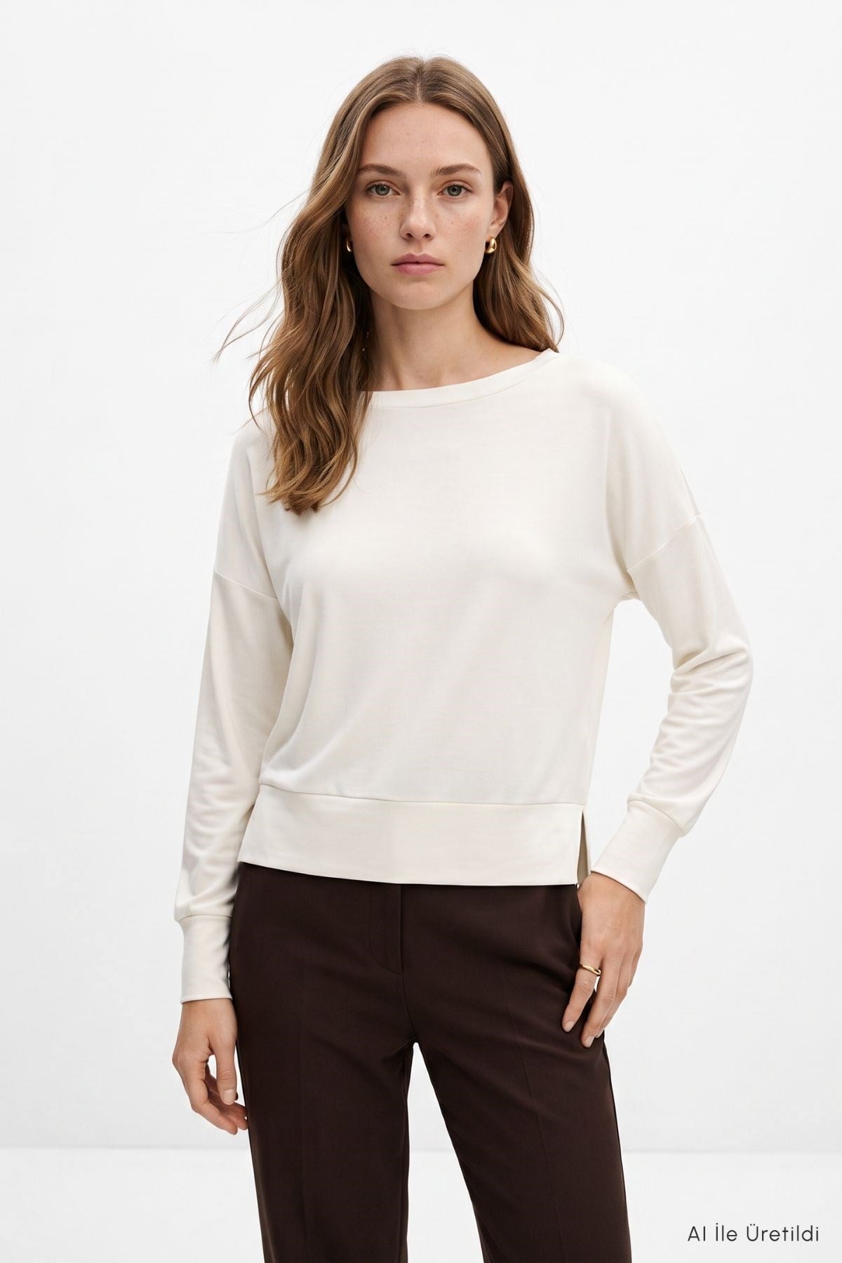Bisiklet Yaka Sweat 8307A Ekru 2