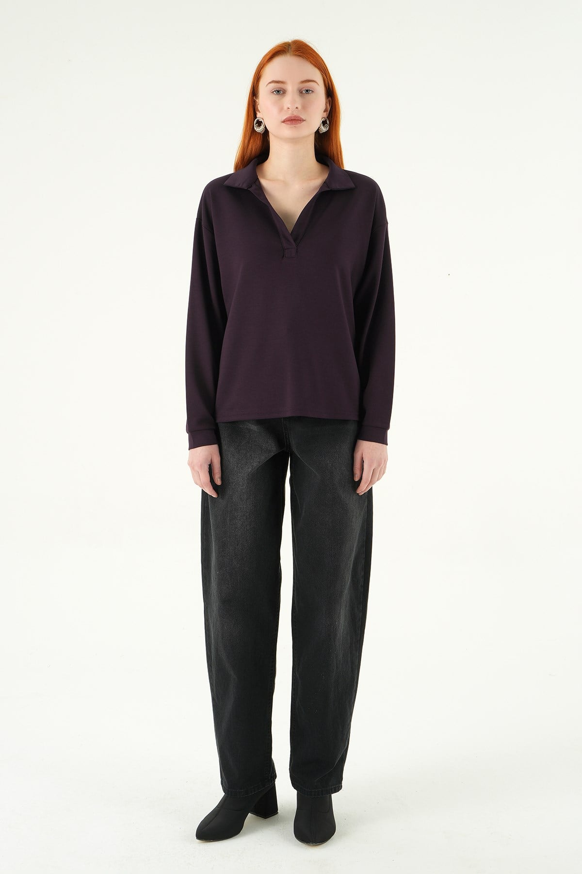Mürdüm Gömlek Yaka Sweat 8275A 3