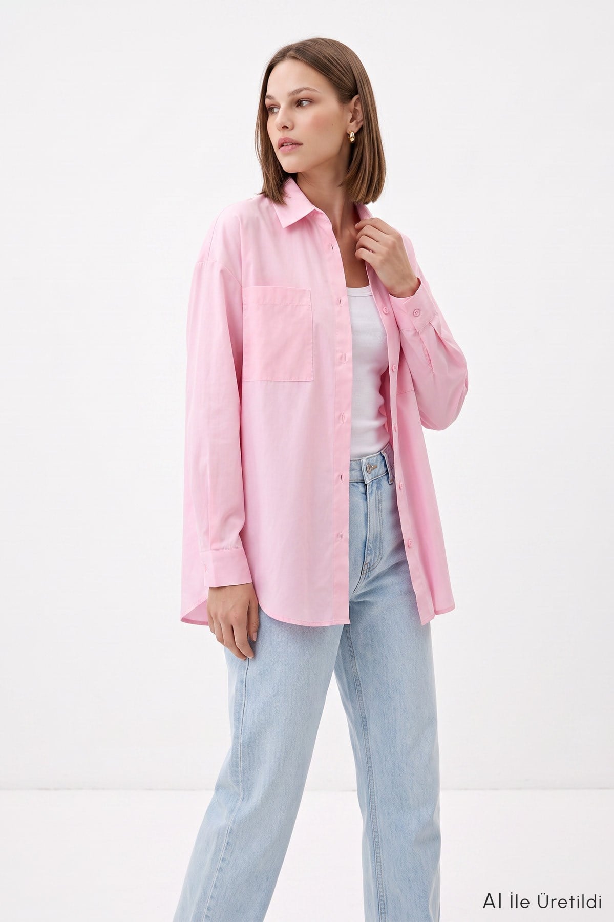 Önü Düğmeli Gömlek TCR-6256A Pembe 4